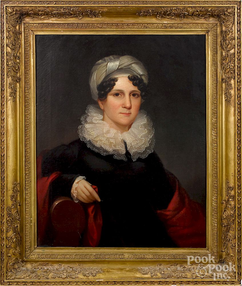 Appraisal: American oil on canvas portrait of a woman Exclusive on