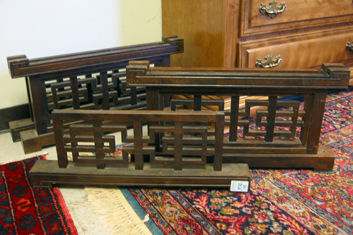 Appraisal: TWO PAIR CHINESE SCREEN STANDS hardwood with grooved insert space