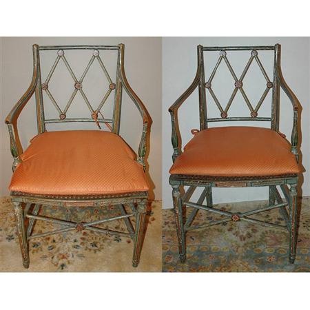 Appraisal: Pair of Regency Style Painted Armchairs Estimate -