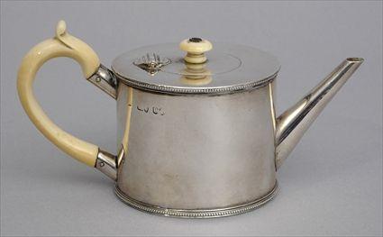 Appraisal: VICTORIAN SILVER INDIVIDUAL TEAPOT Marks WC London the cylindrical bowl