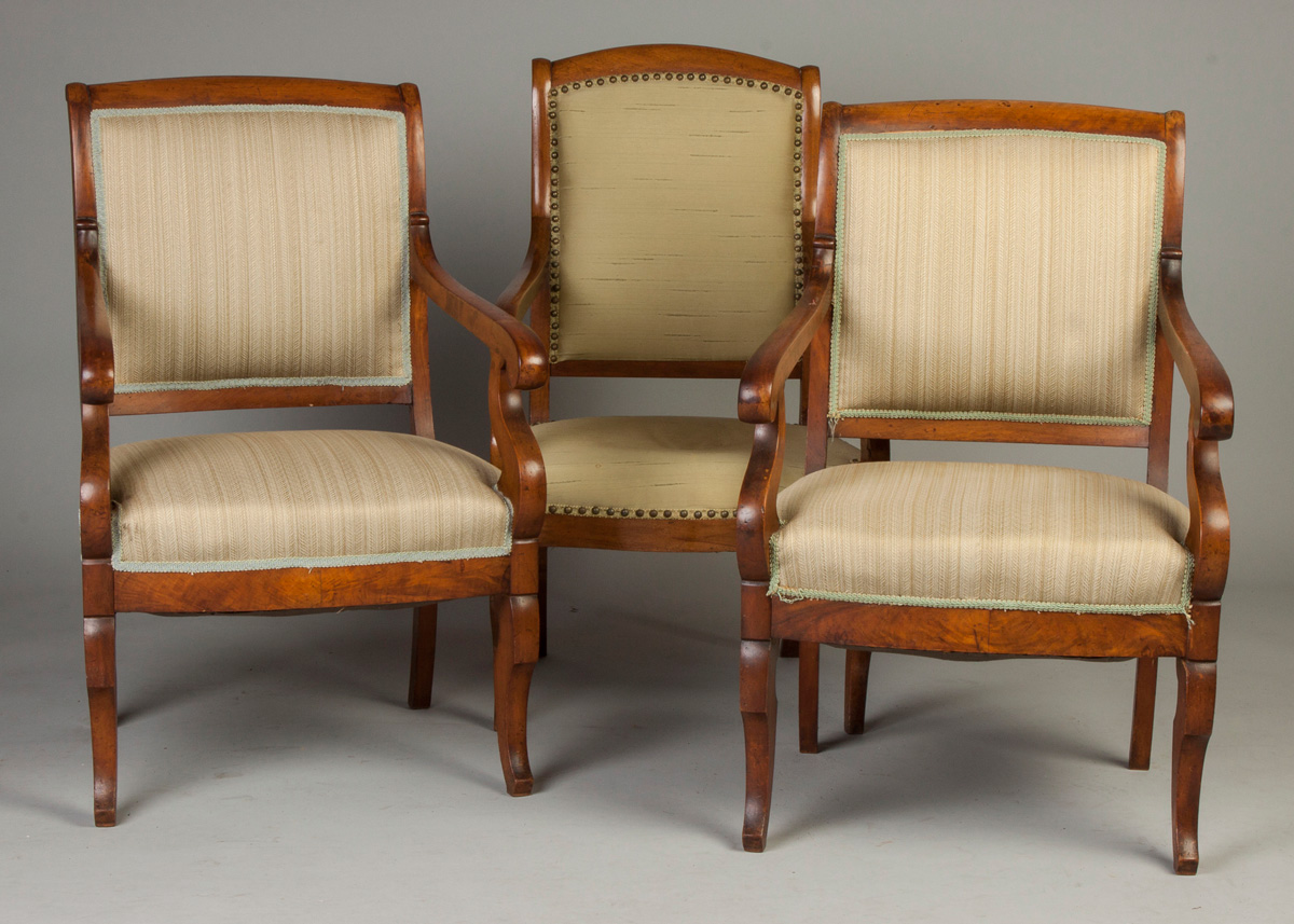 Appraisal: Three Empire Style Mahogany Chairs Early th Cent