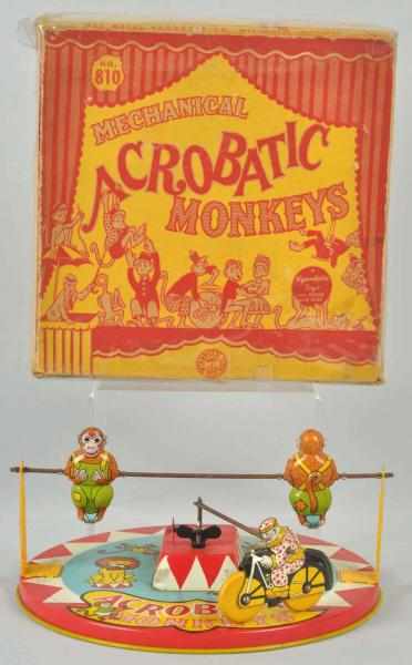 Appraisal: Tin Litho Wyandotte Acrobatic Monkeys Wind-Up Toy American Working When