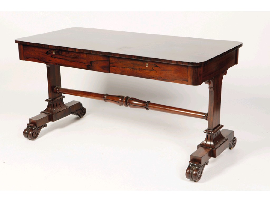 Appraisal: A GEORGE IV ROSEWOOD LIBRARY TABLE the rectangular top with