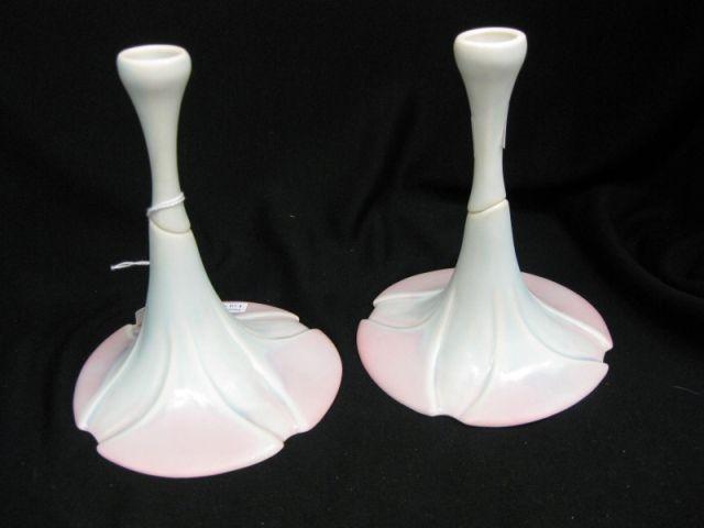 Appraisal: Pair of Candlesticks by Newman Ceramic Works artist signed tall