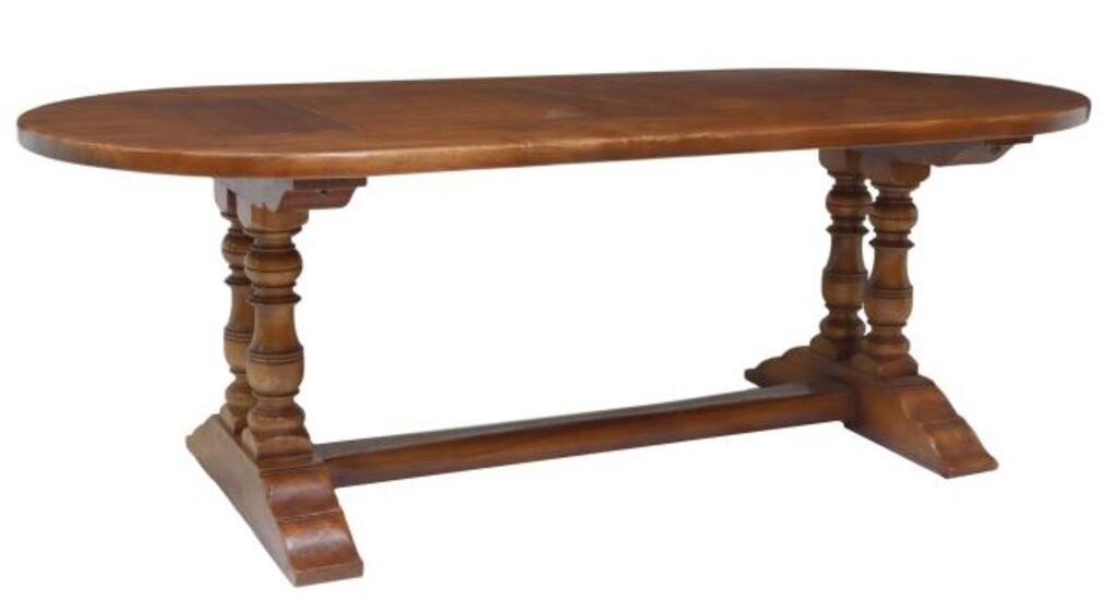 Appraisal: Continental walnut monastery table th c oval tabletop rising on