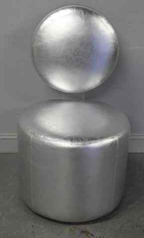 Appraisal: Holly Hunt Designed Silver Upholstered Chair Upholstered in silver with