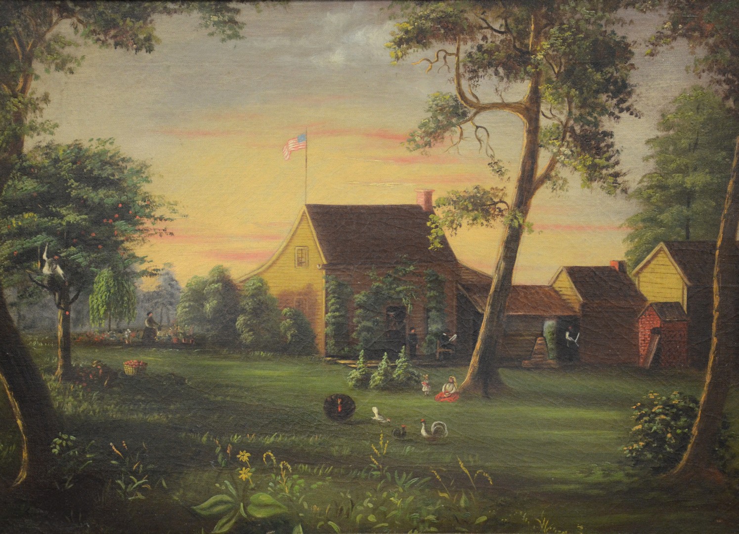 Appraisal: Oil on canvas farm scene unsigned New York state c