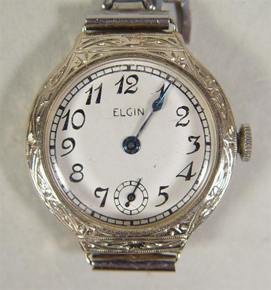 Appraisal: Elgin K Ladies Watch Circa Engraved K white gold case