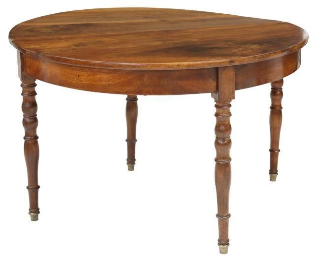 Appraisal: French walnut flip-top table late th c demilune top opening