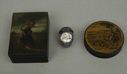 Appraisal: Russian Lacquer Box together with a French Snuff Box and