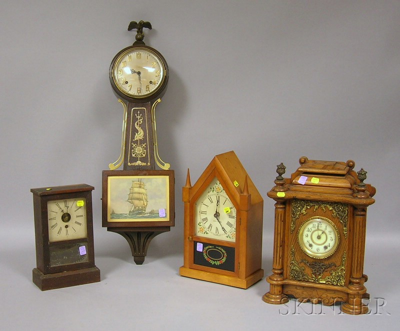 Appraisal: Four American Clocks by Ingraham Waterbury and Seth Thomas including