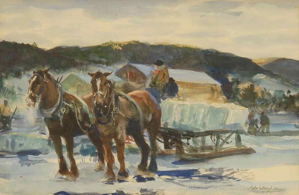 Appraisal: JOHN WHORFAmerican - Cutting Ice depicting a horse-drawn sled with