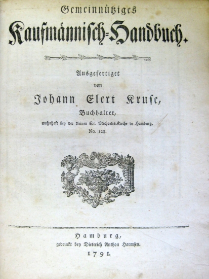 Appraisal: KRUSE JOHANN ELERT Gemeinn tziges Kaufm nnisch-Handbuch pages including final