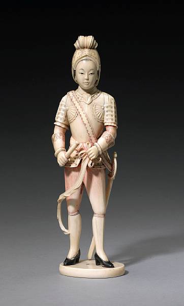 Appraisal: A rare painted ivory image of Xiang Fei Circa Standing