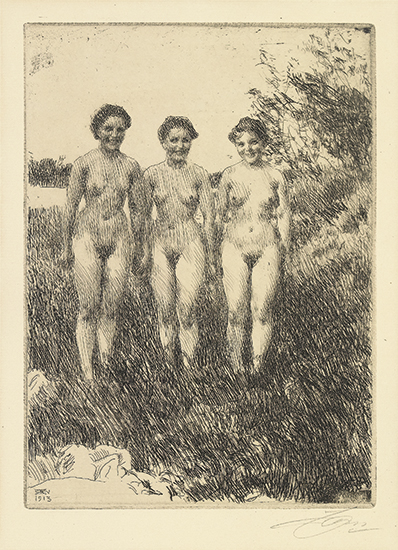 Appraisal: ANDERS ZORN Three Sisters Etching x mm x inches full