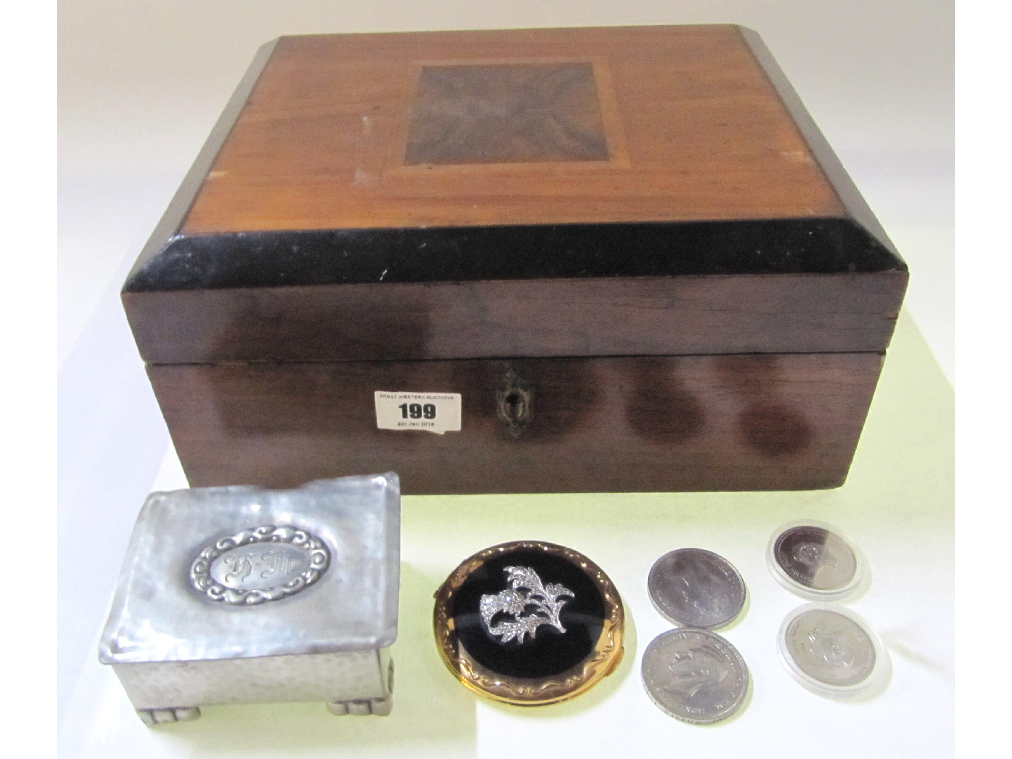 Appraisal: A lot comprising a jewellery box a pewter box assorted