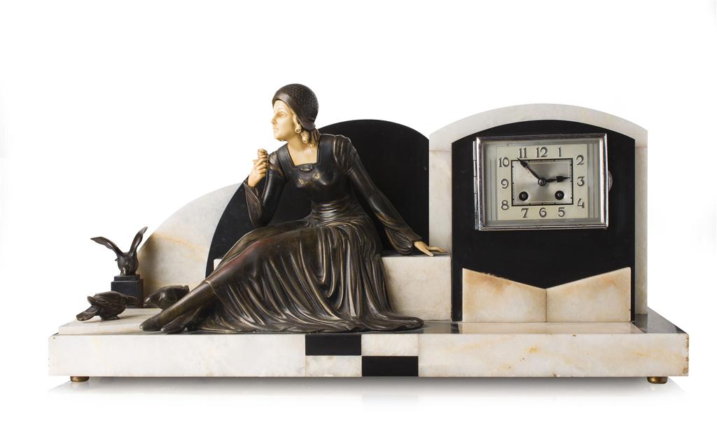 Appraisal: MENNEVILLE FRANCE LARGE ART DECO CLOCK CIRCA the rectangular dial