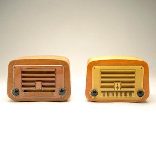 Appraisal: Eames Evans Molded Plywood Radio Enclosures Two examples of Emerson