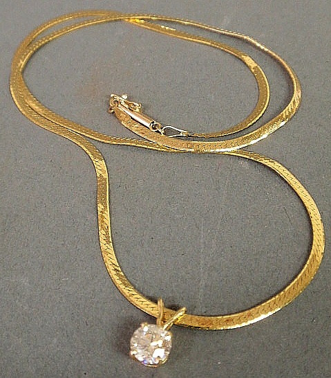 Appraisal: Ladies k yellow gold and diamond necklace single round cut