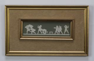 Appraisal: Framed rectangular putti jasperware plaque w Framed rectangular jasperware plaque