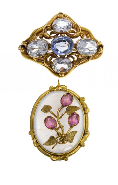 Appraisal: A VICTORIAN PALE BLUE PASTE AND GOLD BROOCH AND A