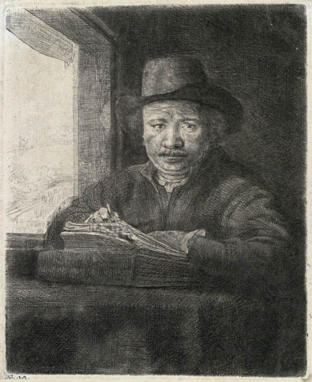 Appraisal: REMBRANDT VAN RIJN Self Portrait Drawing at a Window Etching