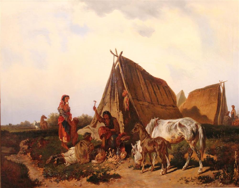 Appraisal: ADOLPH VAN DER VENNE AUSTRIAN - GYPSY ENCAMPMENT Oil on