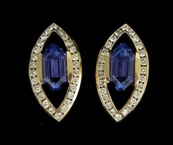 Appraisal: An Elegant Pair of Tanzanite and Diamond Earrings k yellow