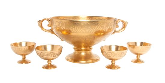 Appraisal: Sale Lot A Pickard Punchbowl Set porcelain with gold overlay