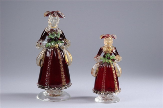 Appraisal: TWO SALVIATI CO VENETIAN GLASS FIGURES Circa s- s taller