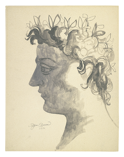 Appraisal: BYRON BROWNE Classical Head Ink and wash on light tan