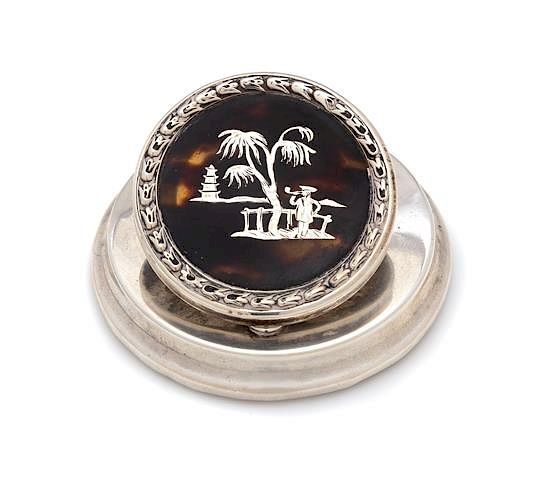 Appraisal: An English Tortoise Shell Inlaid Silver Desk Article Levi Salaman