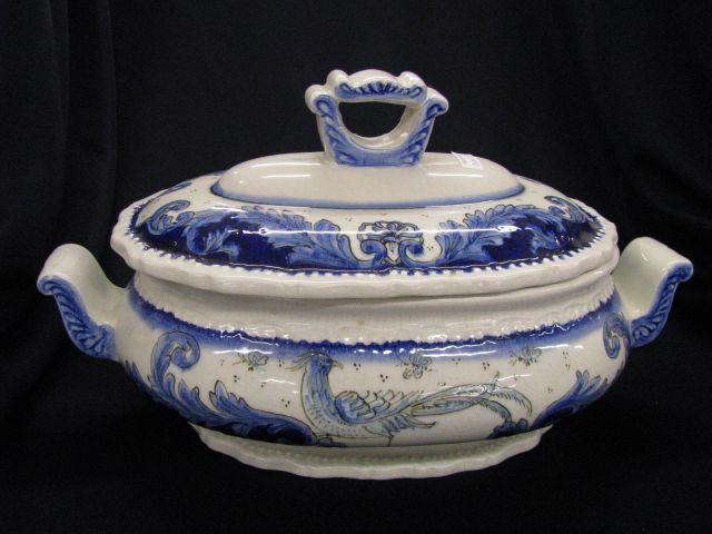 Appraisal: Italian Pottery Tureen blue floral oval