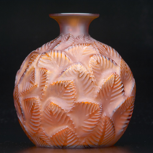 Appraisal: R LALIQUE Vase Ormeaux deep amber c M p No