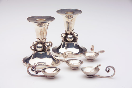 Appraisal: LAPAGLIA FOR JENSEN USA WALTER MEYER Sterling pair of candlesticks