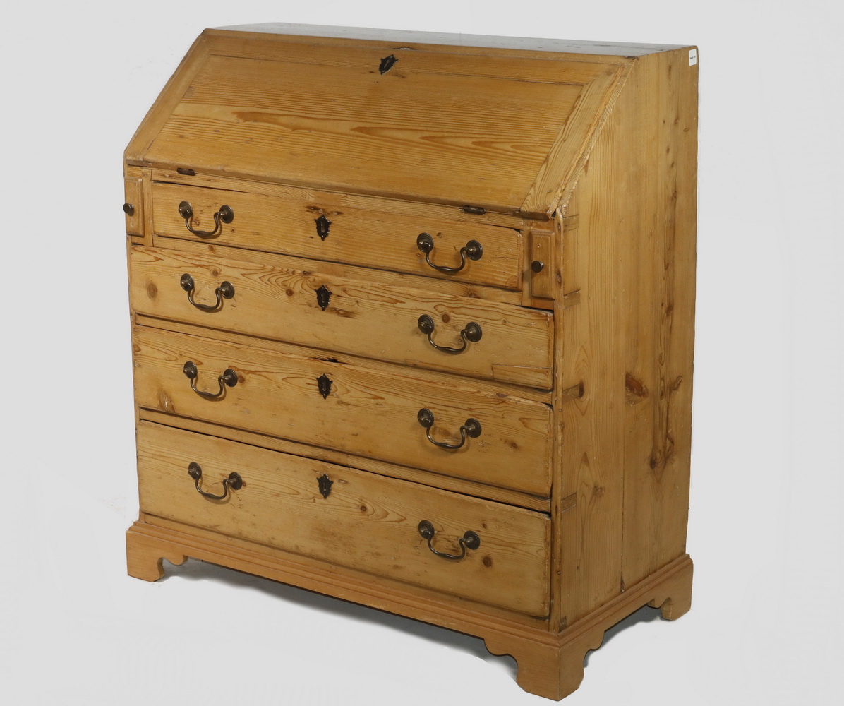 Appraisal: EARLY SCRUBBED PINE SLANT LID DESK Early scrubbed pine slant