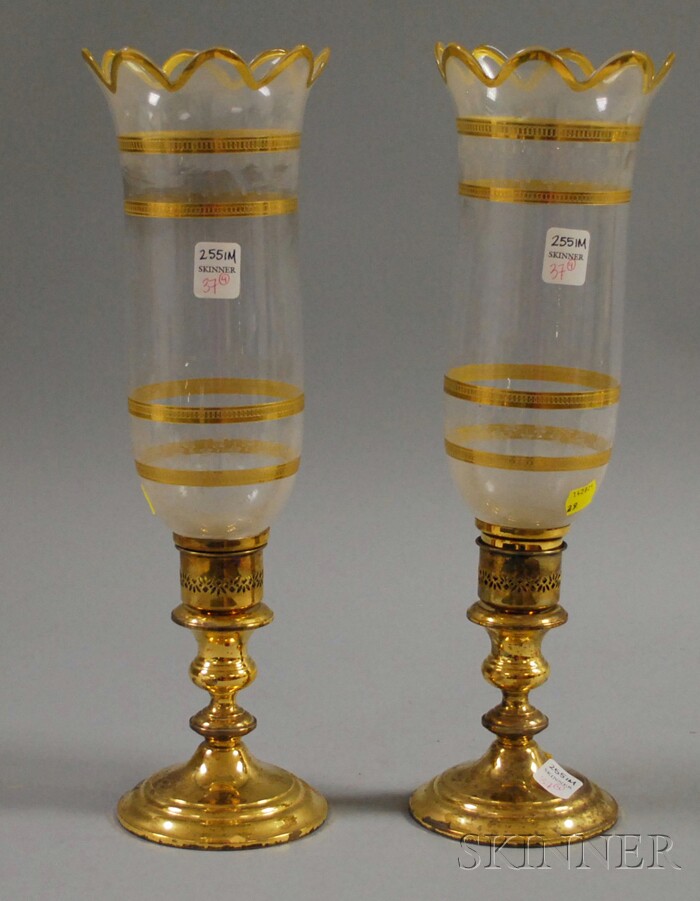 Appraisal: Pair of Gorham Gold-washed Weighted Reinforced Sterling Silver Candlesticks with