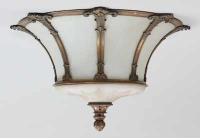 Appraisal: Bronze Glass Light Fixture from The Cleveland Terminal Tower Greenbrier