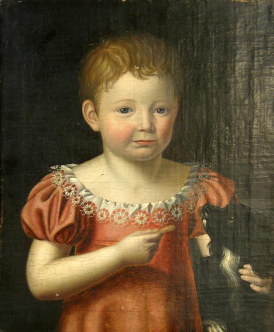 Appraisal: th century English School young girl in a red dress