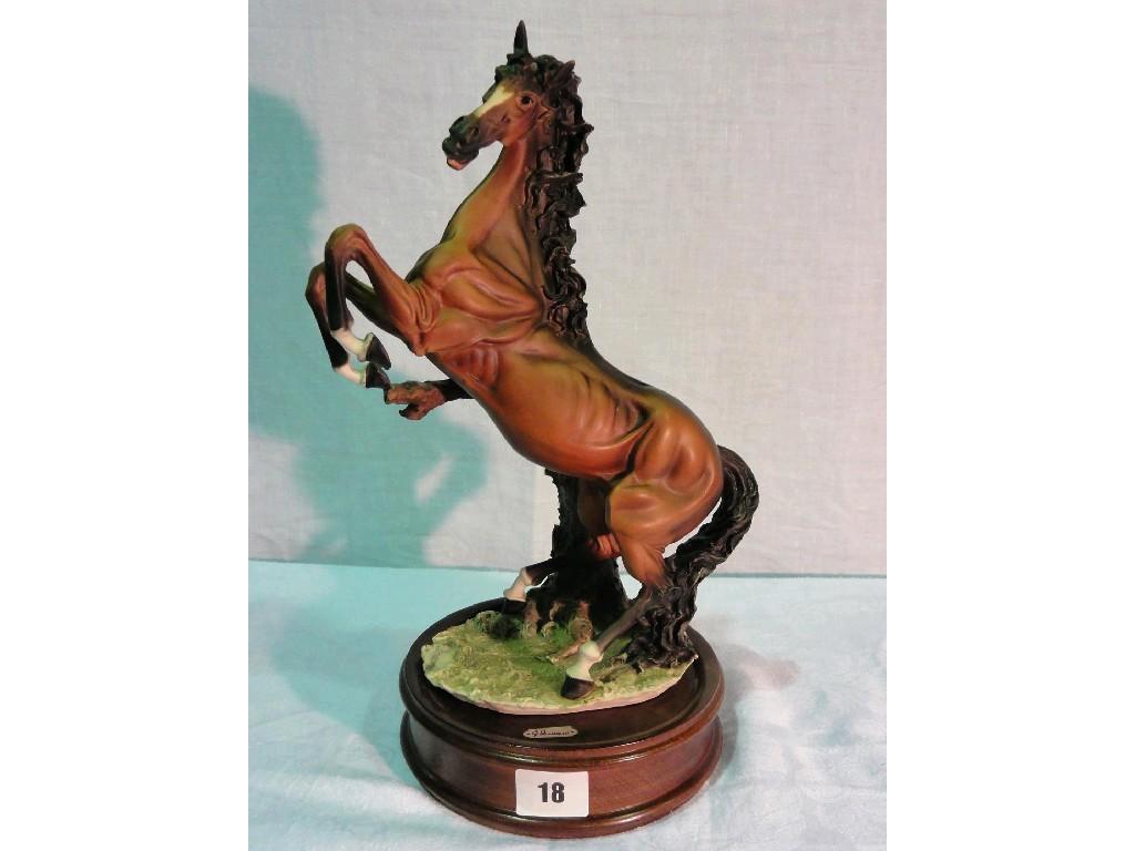 Appraisal: An Italian model of a rearing horse signed G Armani