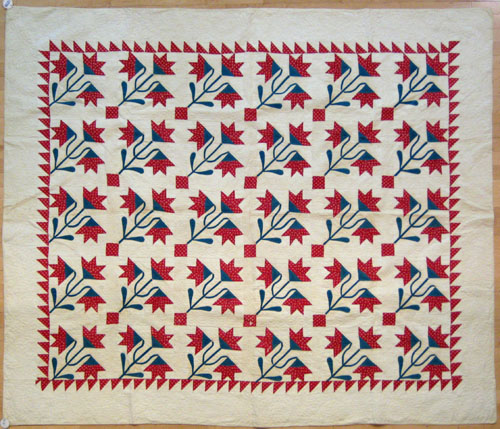 Appraisal: Applique tulip pattern quilt th c x