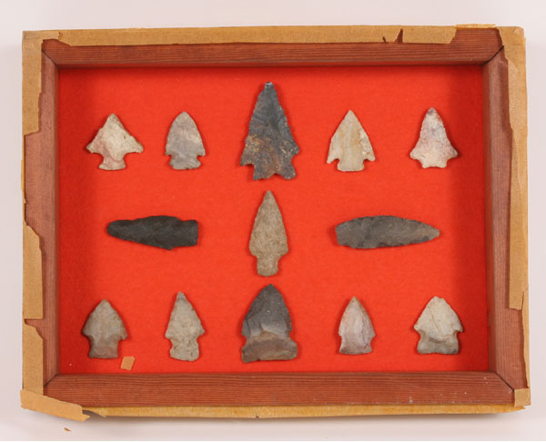 Appraisal: Two frames with total arrowheads from Ohio Longest Artifacts in