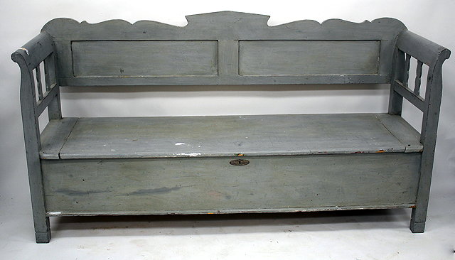 Appraisal: A LATE TH CENTURY SCANDINAVIAN GREY PAINTED SETTLE the box