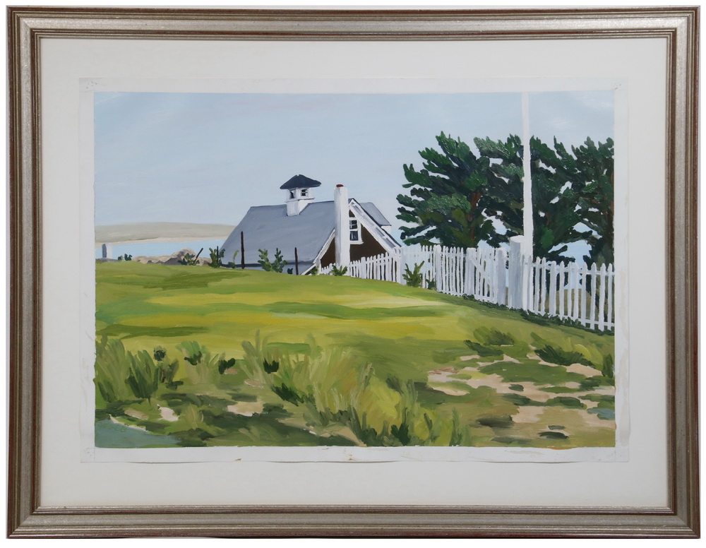 Appraisal: UNIDENTIFIED AMERICAN CONTEMPORARY ARTIST Coastal Cottage with White Picket Fence