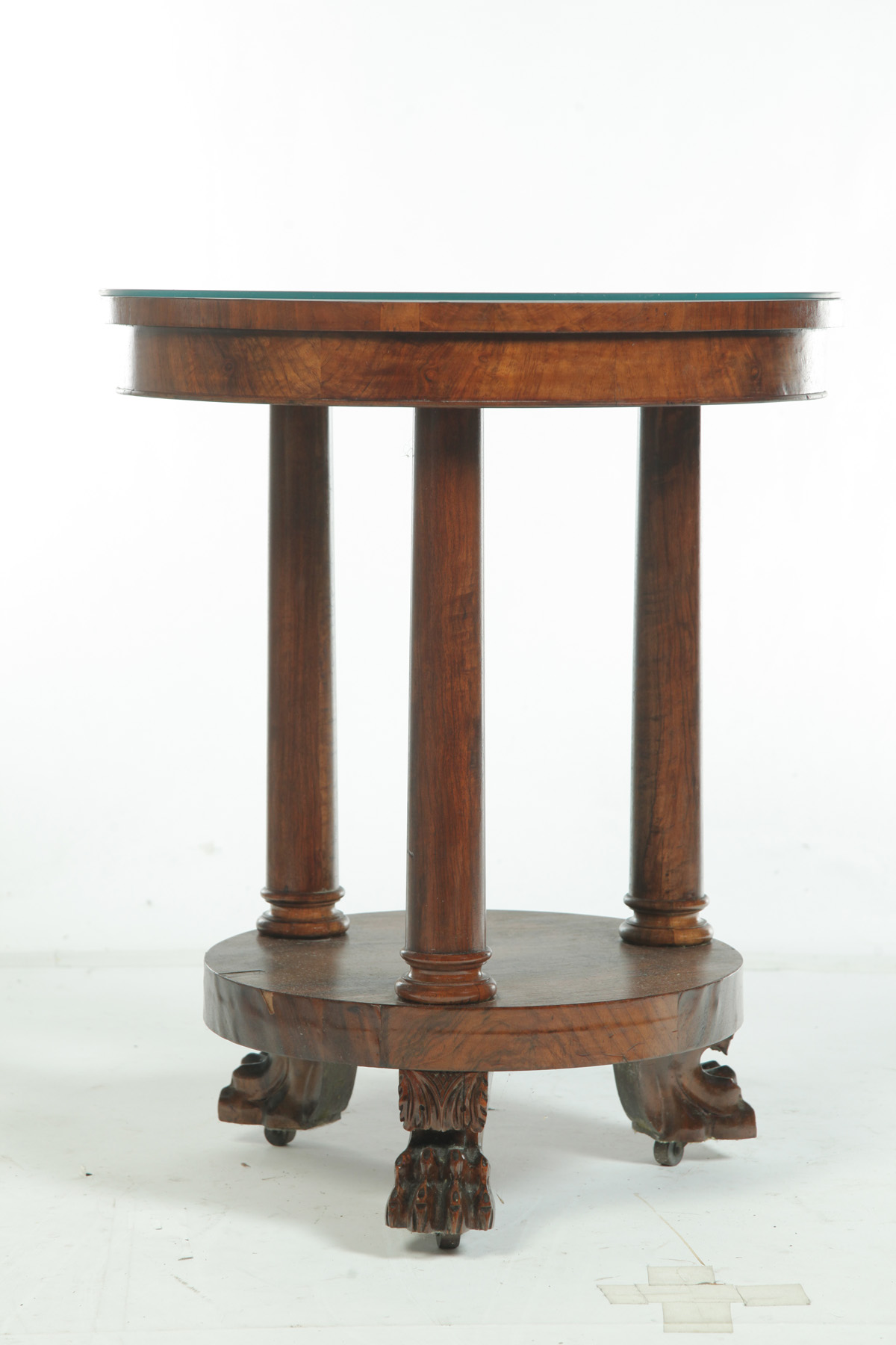 Appraisal: EMPIRE REVIVAL ROUND LAMP STAND American ca mahogany Three doric