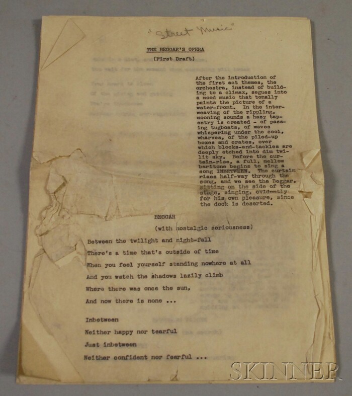 Appraisal: Typed First Draft for Duke Ellington and John Gay Beggar's