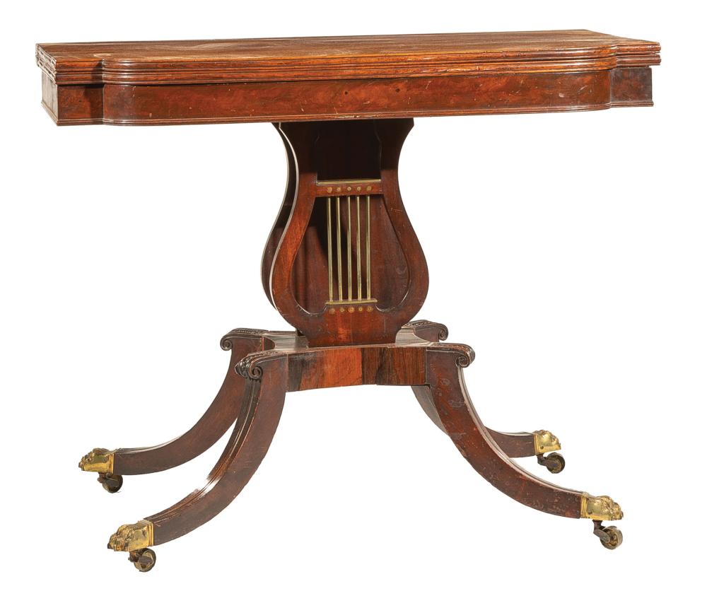 Appraisal: American Federal Carved Mahogany Games Table early th c probably