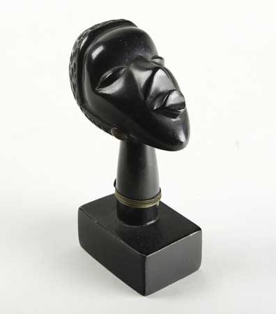 Appraisal: ART Art Deco Head of a Woman Dark wood x