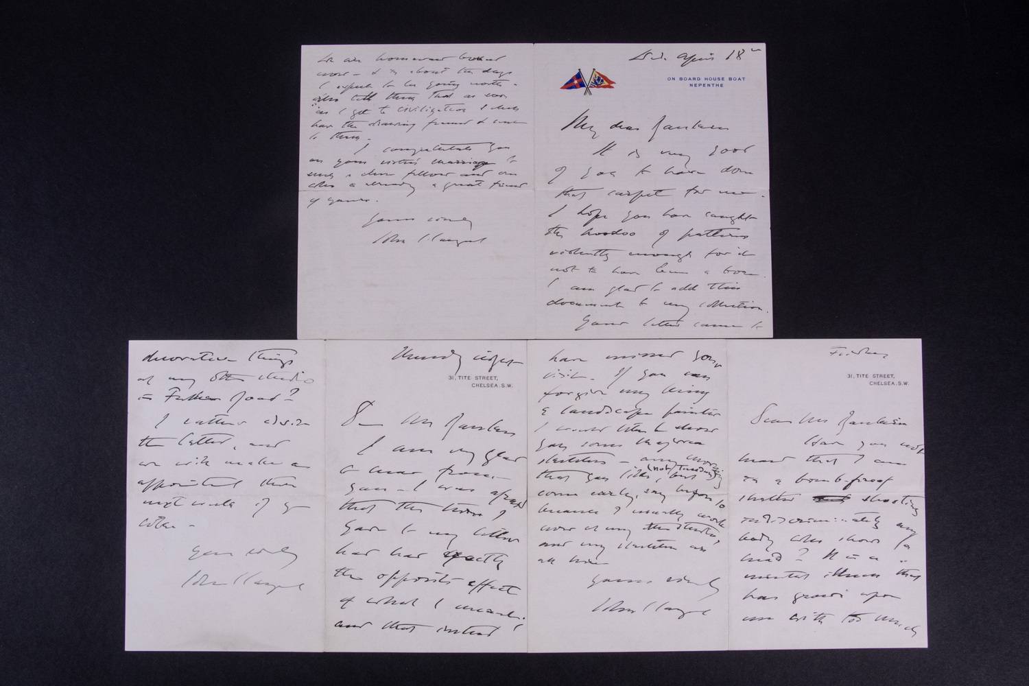 Appraisal: JOHN SINGER SARGENT ALS LETTERS TO PORTRAIT ARTIST WILLIAM BRUCE