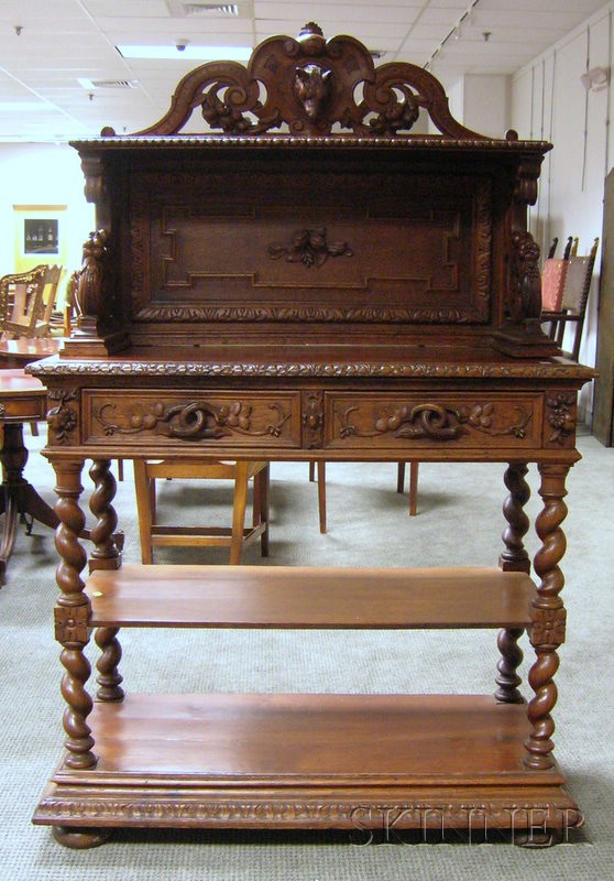 Appraisal: Late Victorian Italian Renaissance-style Carved Oak Server ht wd in